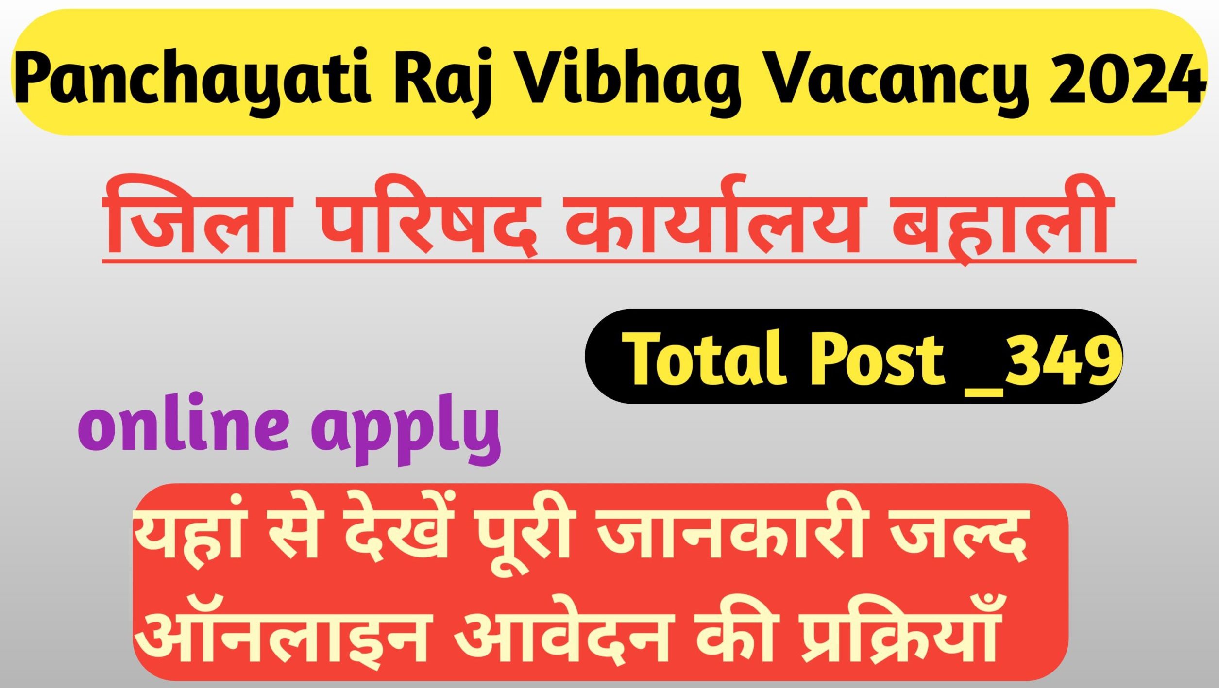 Bihar Jila Parishad Office Vacancy 2024 | 349 पदों पर भर्ती important Update