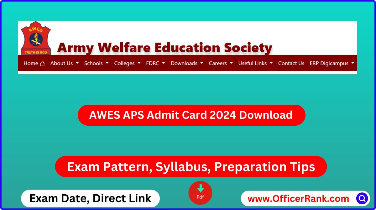 AWES APS Admit Card 2024 Download Hall Ticket