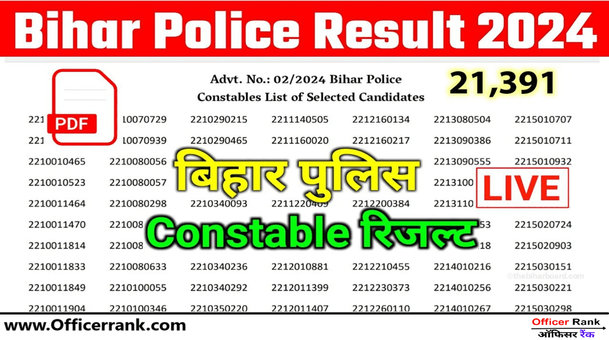 Bihar Police Result 2024 Check online -Download Merit List